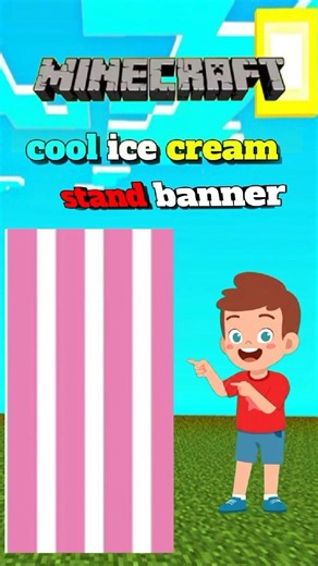 Minecraft ice cream stand banner pink and white colour 🍨🍦🍦🍨