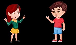 kids talking each other, Animation Of Cartoon School Children