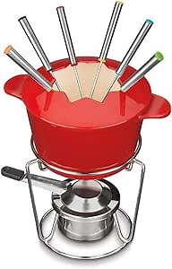 Cuisinart 13-Piece Cast Iron Fondue Set, Red