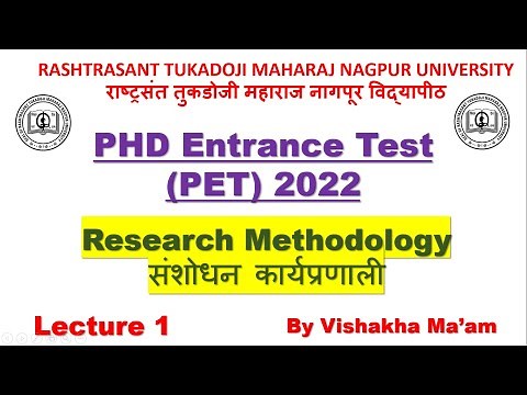 RTMNU || NAGPUR UNIVERSITY || PHD Entrance Test (PET) 2022 || Research Methodology || Lec 1