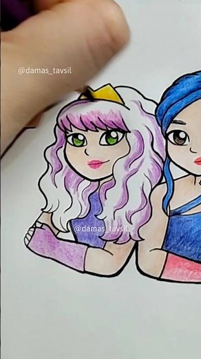 Drawing Mal and Evie Descendants 2 Disney #drawing #fanart #disney #descendants