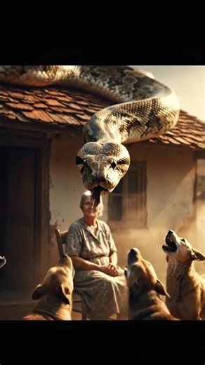 Dogs Protect Elderly Woman From Giant Python 😱 #shots #YouTubeShorts#ViralVideo#USA
