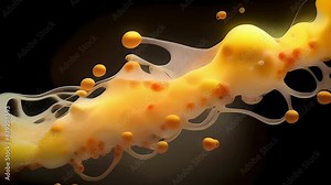 An microscope video of an enzyme catalysis a dynamic molecular reaction with particles constantly moving in all directions. In the center of the microscope video a pale yellow enzyme