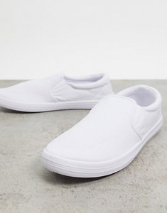 ASOS DESIGN slip on plimsolls in white canvas | ASOS