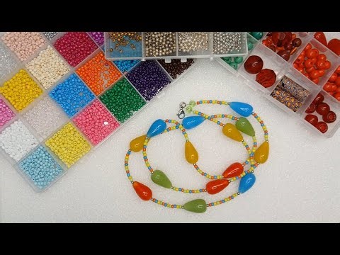 Making a Blue, Green, Orange & Yellow Lamp Work & Seed Bead Necklace