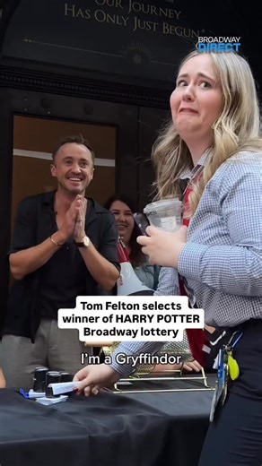 Broadway Direct on Instagram: "Tom Felton’s first performance on Broadway in Harry Potter and the Cursed Child is just over a month away and fans gathered at the Lyric Theatre to enter a lottery for tickets to his Broadway run! Felton was there to draw the first winner’s name. #TomFelton #HarryPotter #Broadway"