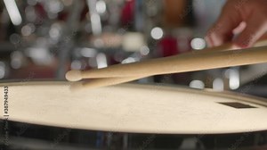 Close Up of Drummer Playing Roll on Snare Drum - Shallow Depth of Field