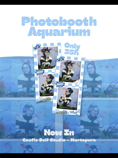 Kemarin kita sempat ketemu di QMall 👀 Sekarang photobooth-nya sudah balik ke rumahnya **Caufie** — dan ada konsep baru: **Aquaspace** 🐟 Foto ditemenin ikan beneran. Only **35K / sesi** ✔ Free 2 strip ✔ Tanpa batas orang ✔ With Live Photo Mode ✔️Bebas Retake 📍 Caufie Self Studio – Martapura ✨ **Promo Alumni QMall** Pernah foto di photobooth QMall? Tunjukin fotonya ke kasir → dapat **extra strip foto gratis** di studio. Kalau ikan lewat di foto kamu… katanya lagi hoki 👀