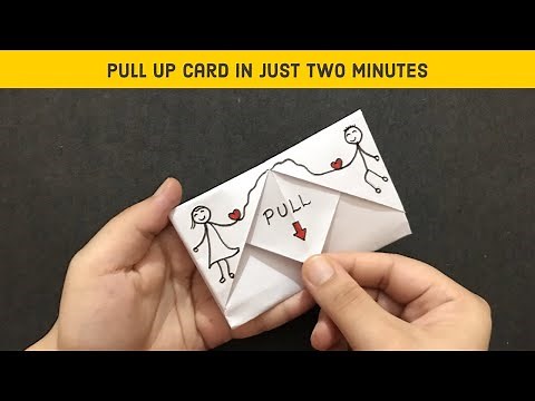 DIY Pull Tab Origami Envelop Card Tutorial | Anniversary Pull Up Card