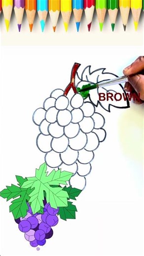 🍇 How to Draw and Color Grapes | Easy Fruit Drawing for Kids #littlearthands