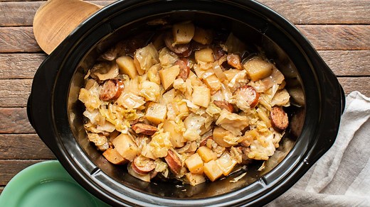 500K views · 395 reactions | Slow Cooker Kielbasa, Cabbage and Potatoes is a complete meal! See the full recipe here: https://www.themagicalslowcooker.com/slow-cooker-potatoes-cabbage-and-kielbasa/ | The Magical Slow Cooker | Facebook