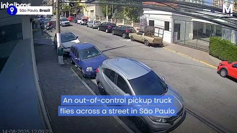 Flying car: Speed hump catapults speeding pickup truck into the air