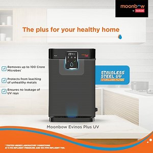 8.1K views | Make the best choice for your home with the dependable Moonbow Evinos Plus UV Water Purifier by Hindware, that not only comes with Stainless steel UV sterilizer with single body design that ensures 100% effective sterilization and no leakage of UV rays, but also comes with a beautiful combination of Halo Effect that revamps the beauty of your kitchen. Bring home the water purifier today! | Moonbow Living | Facebook