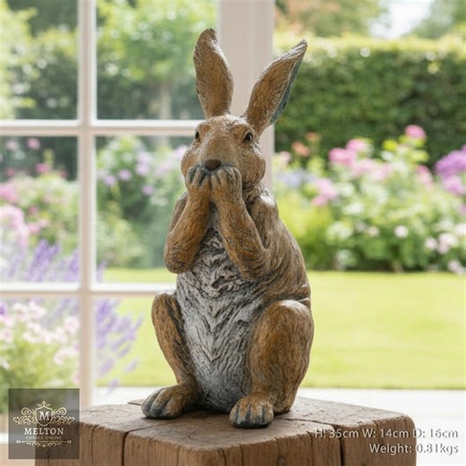 Cute Hare Rabbit 35cm Sculptured Brown Resin Sitting Hare Bunny Animal Statue - Etsy UK