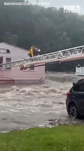 34K views · 439 reactions | 19 people and a dog were rescued from Brookside Inn Restaurant and a nearby home in Oxford, CT, after flash floods swept through the area on Sunday. Dramatic video shows evacuees crawling across a 107-foot ladder as floodwaters raged underneath. FULL STORY: https://www.fox5ny.com/news/connecticut-flooding-1-dead-1-missing | FOX 5 NY | Facebook