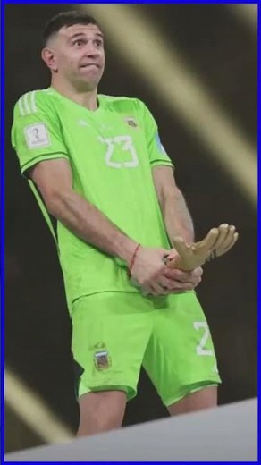 2022 World Cup Final: Argentine goalkeeper Emiliano Martinez celebrates his Golden Glove in his o...