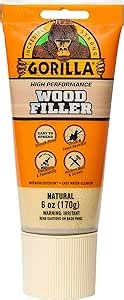 Gorilla All Purpose Wood Filler, Natural Color, 6 Ounce Tube (Pack of 1) - Water Resistant for Indoor or Outdoor Projects and Repairs
