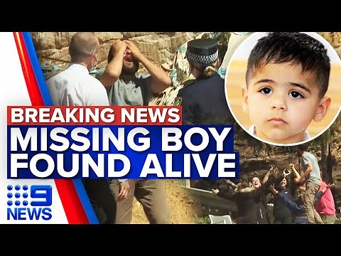 Incredible moment missing three-year-old boy found alive | 9 News Australia