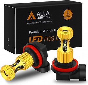 Alla Lighting H8 H11 LED Fog Lights Bulbs 3000lm Extreme Super Bright DRL, 3K Amber Yellow