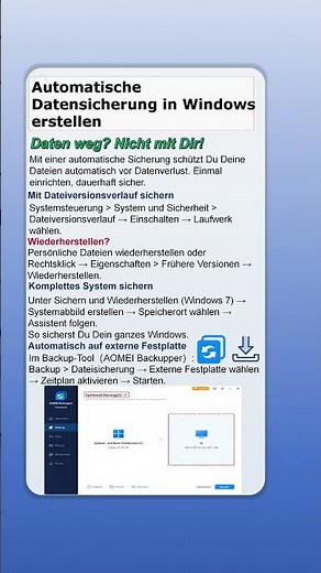 ⚡ Automatische Sicherung einrichten – Dein Windows-PC schützt sich selbst!#data #verlust #backup