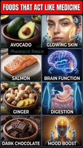 Foods That Act Like Medicine 🥑 | Natural Healing Foods for Skin, Brain & Digestion #shorts
