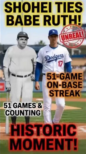 SHOHEI TIES BABE RUTH!! 51-Game On-Base Streak! #shoheiohtani #shorts