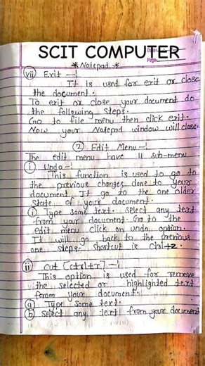 Fundamentals Hand writing notes COMPUTER course all #computer #english #notes