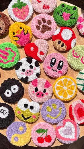 tugs🧶 | Punch needle car coasters trimming✂️ You can visit my Etsy shop for mug rug coasters, wall decor, and more cute drink coasters. The link is... | Instagram