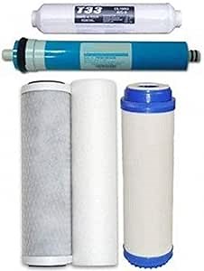 CFS – 5 Pack Replacement Water Filter Kit Includes Sediment, Carbon Block, GAC & Inline Cartridges with 75 GPD Membrane Compatible with WATERMAX H5000 5 Stage Reverse Osmosis System Models