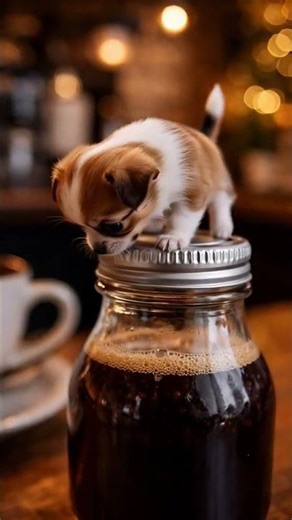 Puppy fits perfectly on a bottle cap—too precious #shorts #adorable #dogs