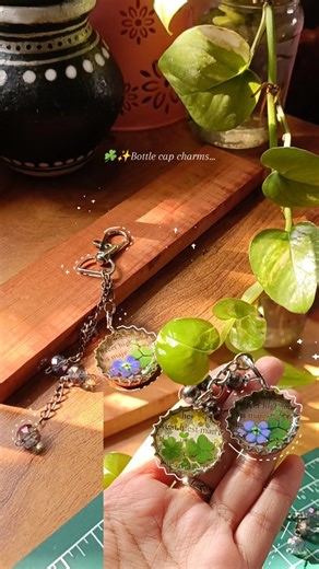 Sivani Santhosh | 🍀✨ Bottle cap charms I used fresh flowers instead of dried ones because I didn't have time to dry them for resin preservation.🥲 . . .... | Instagram