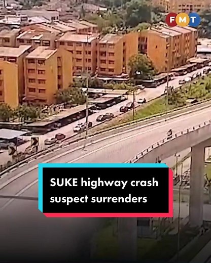 Suspect in SUKE highway fatal crash surrenders to cops The man who allegedly caused the crash which resulted in the death of a motorcyclist on the elevated Sungai Besi-Ulu Klang Expressway (SUKE) highway has surrendered himself to the police. #FMTNews #SUKE #highway #FatalCrash #WrongWay #trendingnewsmalaysia #new #sukehighway