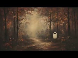 Ghost in a Foggy Autumn Forest, Spooky Fall Screensaver, Ambient TV Art for Halloween