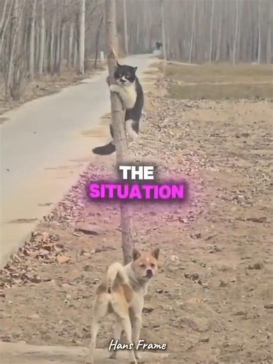 The cat climbed up a tree when a dog chased him. #shorts