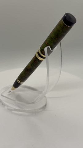 Slimline Ballpoint Pen in Multi‑colored Maple Burl With Gold Accents, Black Acrylic Tip and Twist Action - Etsy