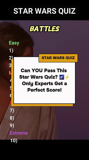 Can YOU Pass This Star Wars Quiz? 🌌⚡ Only Experts Get a Perfect Score! Think you’re a Star Wars expert? Test your Jedi and Sith knowledge in this ultimate quiz! 🎥⚔️ From easy to extreme, can YOU rise to the challenge? Drop your answers in the comments and tag your Star Wars squad! #quiz #challenge #triviachallenge #trivia #starwarsfan #starwarstiktok #vader #anakinskywalker #maytheforcebewithyou