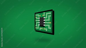 Spinning 8 bit pixel silicon chip - alpha channel included