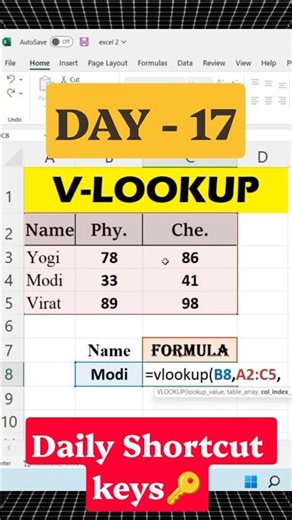 Vlookup formula || how to use vlookup formula easy way || daily shortcut keys | Ms-Excel |