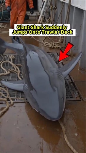 Giant Shark Suddenly Jumps Onto Trawler Deck #GiantShark