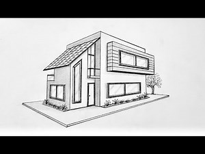 How to draw a modern house using two point perspective