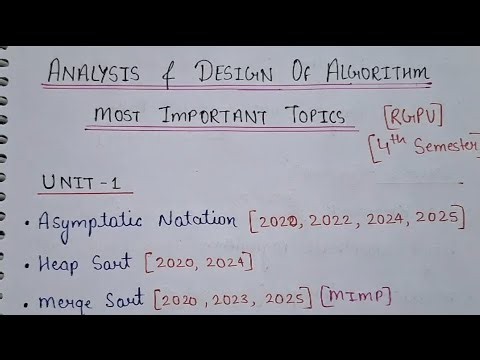 Most Important Topics of ADA [ Analysis and Design of Algorithm ] RGPV Btech CSE & AI