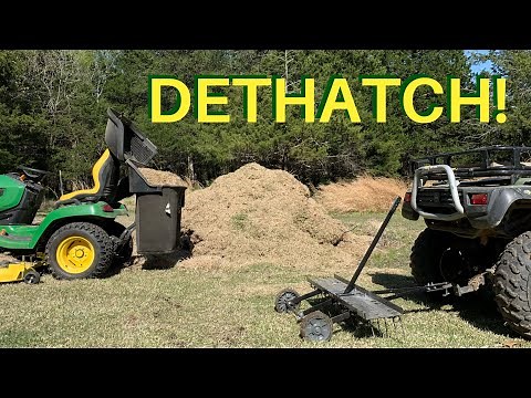 DETHATCHING with Agri-Fab tow behind dethatcher