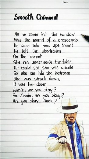 Michael Jackson - Smooth Criminal Lyrics (Part.1) #michaeljackson #smoothcriminal #moonwalk #lyrics