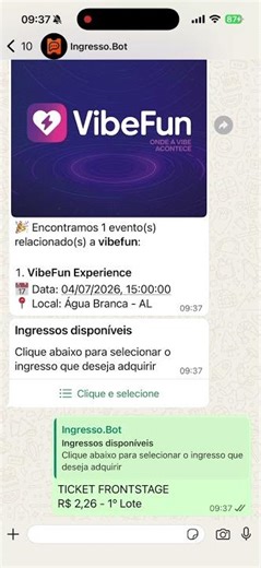 Ingresso.Bot — O Chatbot que Faz a Venda de Ingressos 100% Pelo WhatsApp | Automação para Eventos