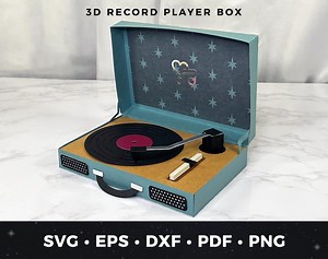 3D Paper Record Player Gift Box SVG, Retro Vinyl Turntable Favor Box Template, Paper Music Gift Box, Retro Gift Box, Record Player Cricut - Etsy