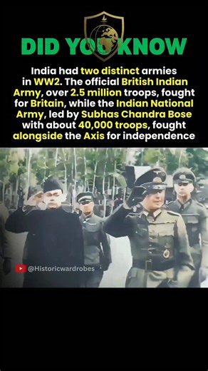 Historic wardrobes | India had two different armies in WW2. The official British Indian troops fought for Britain and the allies while the Indian National army... | Instagram