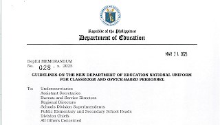 DepEd Memorandum 028, s. 2025 - Guidelines on the New Department of Education National Uniform for Classroom and Office-Based Personnel