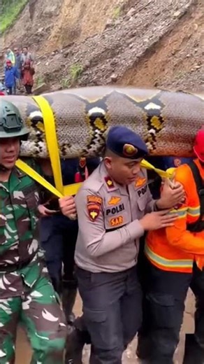 PYTHON RAKSASA di lokasi longsor sumatera