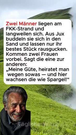 Zwei M nner liegen am FKK-Strand und langweilen sich.😂 . . . . #shorts #witz #funnyshorts #joke #deutscherhumor #witzig #witzdesTages #blackhumor #witzmitplotTwist #humor #jokesoftheday #autowitz | Tagliche Witze