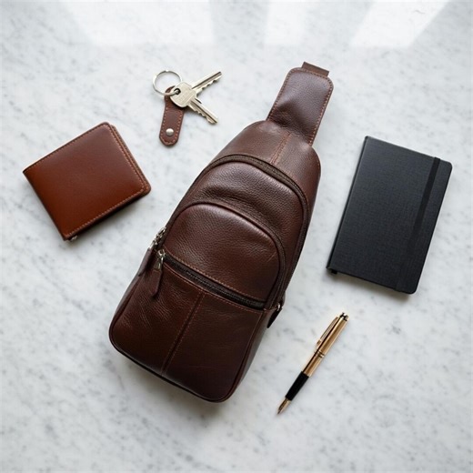 Genuine Leather Crossbody Sling Bag, Retro Brown Chest Pack for Travel - Etsy